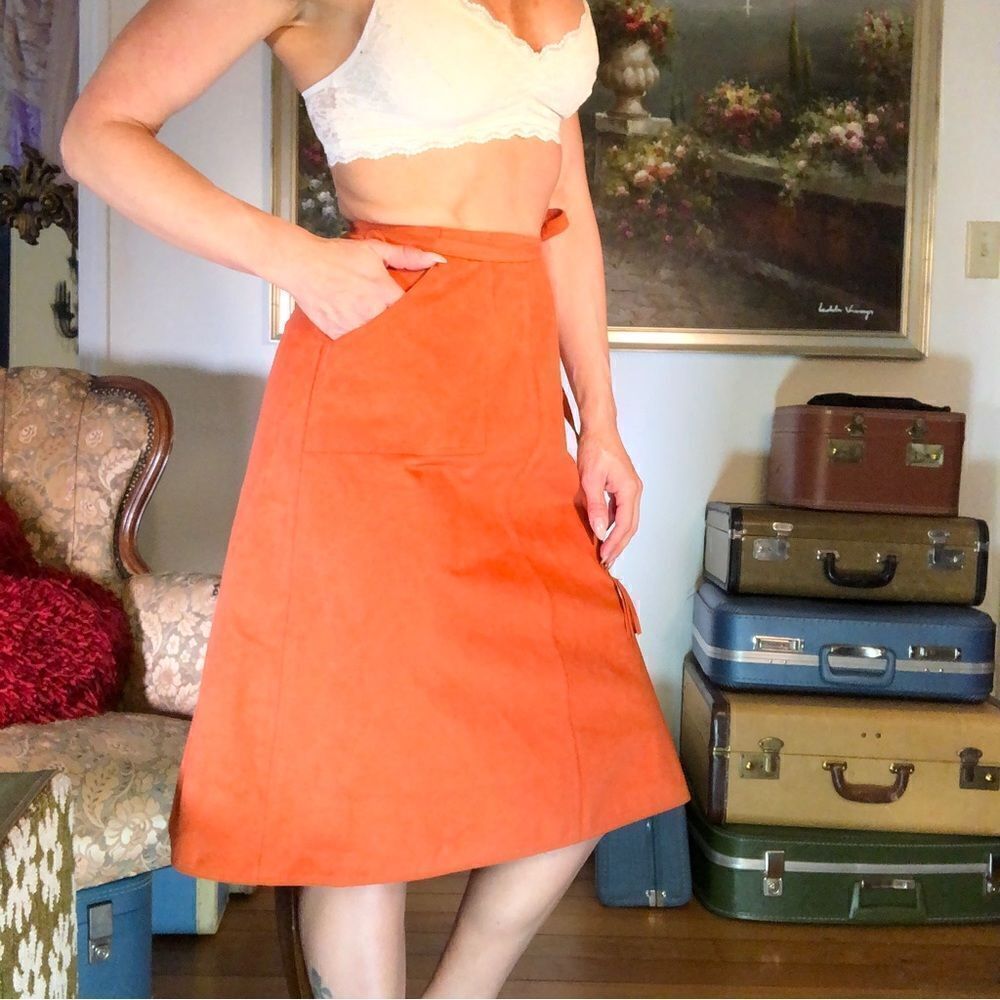 Holt Refrew vintage Canadian union made wrap skirt made in Canada faux leather